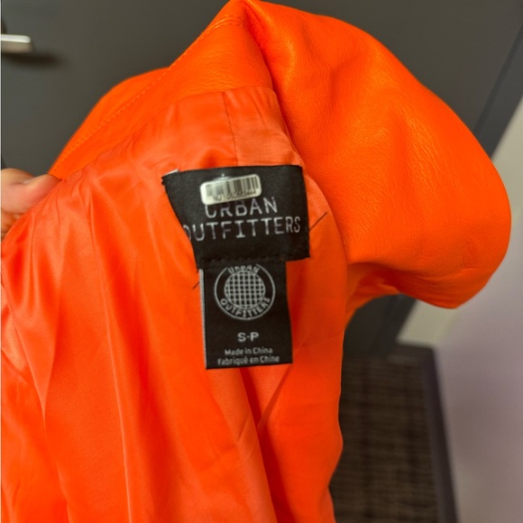 Orange Faux Leather Blazer Jacket - Picture 3 of 3